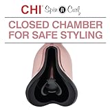 CHI Spin N Curl, Curling Iron For Healthy & Shiny Effortless Curls & Waves, Provides Preset Temperature Settings For Each Hair Texture, Rose Gold