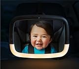 Munchkin® Baby Car Mirror, Night Light™ Pivot 360 Baby in-Sight® Adjustable Auto Mirror for Rear Facing Carseats, Black