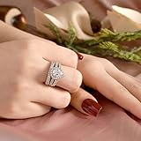 Wuziwen 4 Carats Wedding Engagement Ring Set for Women 925 Sterling Silver Cubic Zirconia Size 13