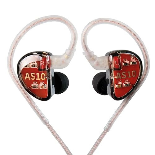 KZ AS10 Pure 5 Balanced Armature 5BA Earphone, Musician in Ear Monitor Headphone High Fidelity HiFi Headset (with Microphone, Black)…