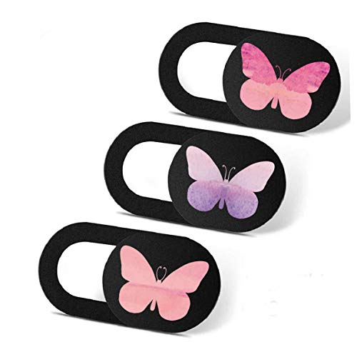 IMNEXT2U Laptop Camera Cover Slide 3 Pack Ultra Thin Slide Laptop Camera Cover for Echo Show, Smartphone, Computer, Tablet, Chromebook, PC - Butterfly