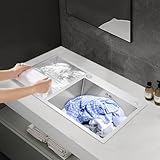 Bokknppo Laundry Pool Utility Sinks Stainless Steel Laundry Room Sink with Washboard Balcony Household Wash Basin Easy To Clean Double Kitchen Sink Basement Sink for Bathroom(31.5 * 18.9in)