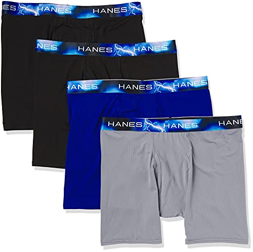 Hanes Ultimate Men's Sport X-Temp Ultra Lightweight Long Leg Boxer Brief 4-Pack, Assorted, Small