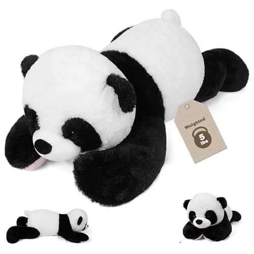 JellyMallow 5 lbs, 24 inches Panda Weighted Stuffed Animals, Cuddly Weighted Panda Plush Pillow Giant Plushie Ideal Gift for Adults & Kids