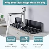 Silicone kitchen sink auto drain organizer, Kitchen countertop and sink splash guard.Kitchen sink sponge rack and organizing shelf，Suitable for cleaning tools, dispensers, bottles, cups. (Grey)