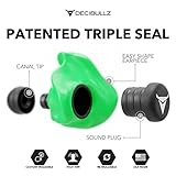 Decibullz - Custom Molded Earplugs, 31dB Highest NRR, Comfortable Hearing Protection for Shooting, Travel, Swimming, Work and Concerts (Green)