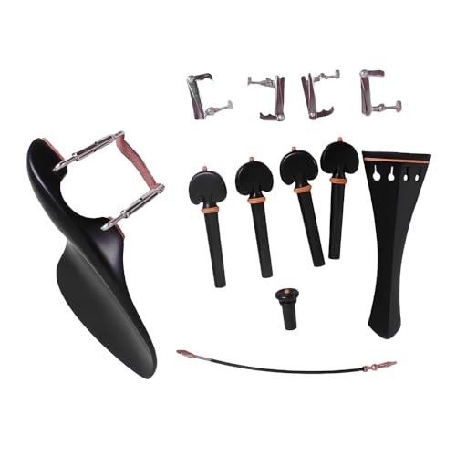 ModouString 4/4 violin part kit Ebony wood Pegs Chin rest with clamp Endpin Tailpiece with tuners tailgut Violin accessory replacement