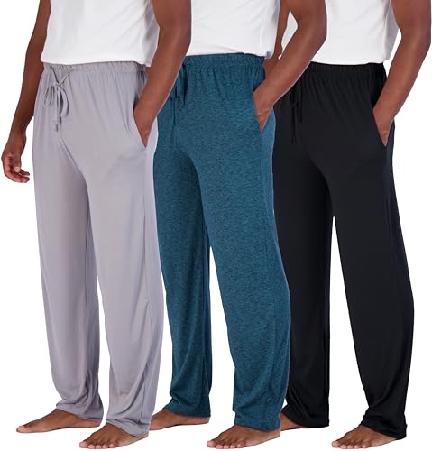 3 Pack: Mens Big and Tall Pajama Pants Cotton Super Soft Pajamas for Men Flannel Bottoms Fleece Buffalo Plaid Pj Gifts Lounge Plus Size Sleepwear Christmas Pijamas para Hombres Woven- Set 5, 5X Tall