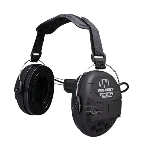 Walker's Rechargeable Lightweight Shooting Hunting Range Electronic Slim Low Profile Hearing Protection FireMax Behind The Neck Earmuffs