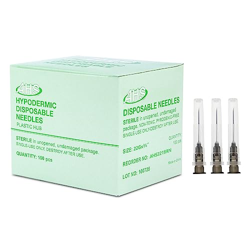 Sterile Disposable Injection Needle with Cap for Animal, Pet, Poultry and Industrial Dispensing Needle Accessories (22G X 3/4)