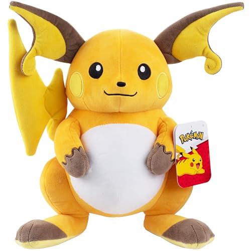 Pokemon 12" Large Raichu Plush - Officially Licensed - Pikachu Evolution Figure - Authentic Soft 12-Inch Stuffed Animal Toy - Gift for Kids, Boys, Girls - 2+