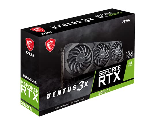 MSI Gaming GeForce RTX 3060 Ti LHR 8GB GDRR6 256-Bit HDMI/DP Torx Fan 3 Ampere Architecture Graphics Card (RTX 3060 Ti Ventus 3X 8G OC LHR)