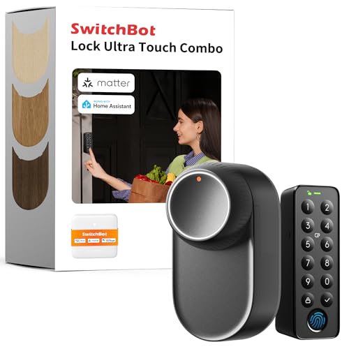 SwitchBot Smart Lock Ultra with Keypad Touch, Fingerprint Entry Door Lock, App Remote Control, Built-in WiFi Keypad Deadbolt, Auto Unlock, IP65 Waterproof, Easy Install, Supports Alexa and Google