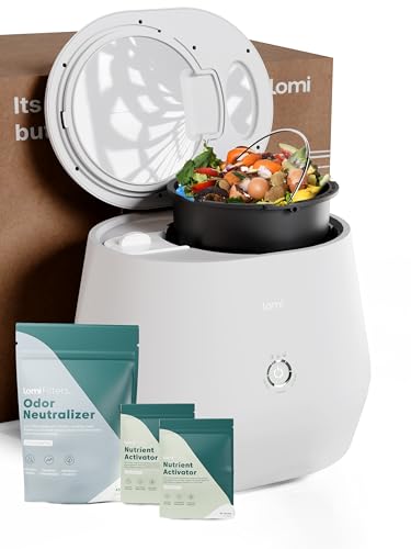 Lomi 1 Bundle – 3L, Electric Composter (90 Cycles), World’s First Smart Waste Kitchen Bin That Turns Waste into Natural Fertilizer with a Single Button, Indoor Compost Bin