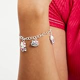 SALLY ROSE Sanrio Hello Kitty Charm Bracelet 8-inch - Silver Plated Hello Kitty Charm Bracelet Officially Licensed