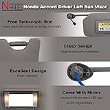 NHILES Left Driver Side Sun Visor Compatible with Honda Accord 2008 2009 2010 2011 2012 2013 2014 2015 2016 2017 with Light Replaces # 83280-TA5-A51ZA (Grey)