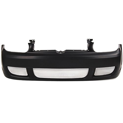 FREEMOTOR802 Compatible With 1999-2005 Volkswagen Golf MK4 Front Bumper Conversion R32 Style Unpainted Black Steel Mesh