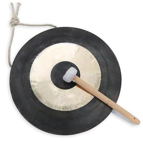 Gong Instrument Chinese Gong, Brass Gong Traditional Percussion Instrument Large, Gong for Yoga Meditation ＆ Sound Healing, with Free Rope ＆ Hammer(60CM/23.6Inch)