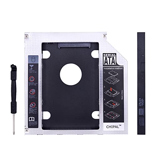 GANYUU Aluminum 2nd HDD Caddy 9.5mm SATA 3.0 for 2.5" 2tb SSD Case HDD Enclosure with LED for Laptop CD-ROM DVD-ROM