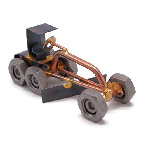 Road Grader Collectible Handmade Metal Art Figurine, Desk Accessories, Trophy, Boss Gift, Home Office Décor, Construction Worker Gift