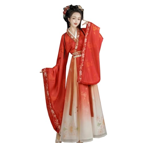 Ez-sofei Women Chinese Traditional Ancient Stage Performance Costume Hanfu Dress (Red, L)