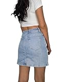 FEELNINE Womens Skort Denim Mini Skirt for Women High Waisted Stretchy Jean Skirt with Slit Y2K Trendy Jean Skirts with Shorts Blue Size L