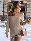 LILLUSORY Womens Off The Shoulder Sweater Oversized Winter Fall Cozy Cute Casual Going Out Batwing Sleeve Loose Pullover Sweaters 2025 Trendy Clothes Tops Apricot