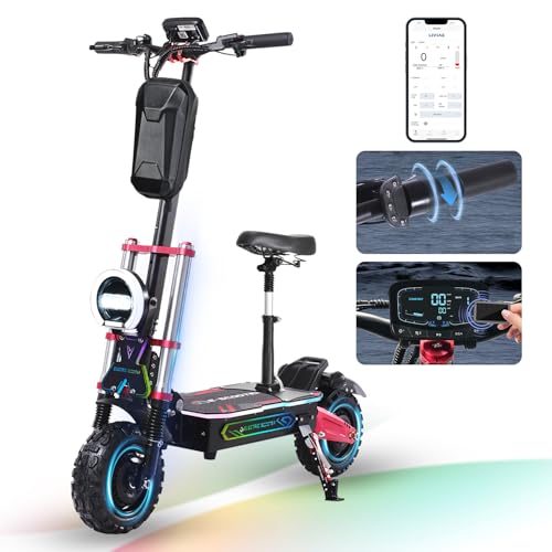 TACTIEN 55 MPH Dualtron Fastest Electric Scooter for Adults, Off-Road & Snow Ready, 60V 38Ah, 75 Miles Range, 4-Hour Fast Charge, 200kg Weight Capacity, 11-Inch Tires