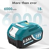 TeenPower 2Packs 6.0Ah Replacement for Makita Battery 18V with 2-Port Charger