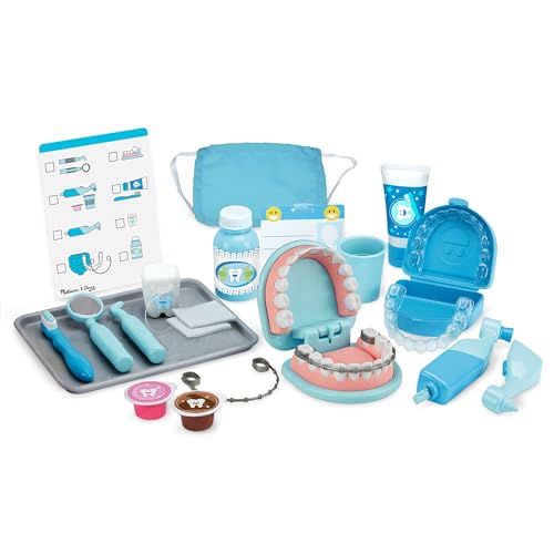 Melissa & Doug Super Smile Dentist Kit With Pretend Play Set of Teeth And Dental Accessories (25 Toy Pieces) Pretend Dentist Play Set, For Kids Ages 3+