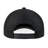 BOTVELA Men Adjustable Snapback Baseball Cap Vented Performance Laser Cut Mesh Hat (Black)