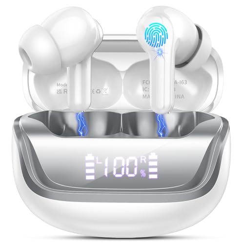 Wireless Earbuds, Bluetooth 5.4 Headphones Deep Bass Stereo, in-Ear Earphones with ENC Noise Canceling Mics, 45H Playtime Ear Buds Dual LED Display, IP7 Waterproof Wireless Headphones for Android iOS