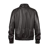 REED Men's American Style Bomber Genuine Leather Jacket (XL, Brown)