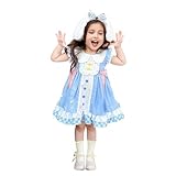 noxozoqm Princess Dress Ruffle Sleeve Dress Cartoon Anime Casual Clothes for Girls Home Party Play Wear 140