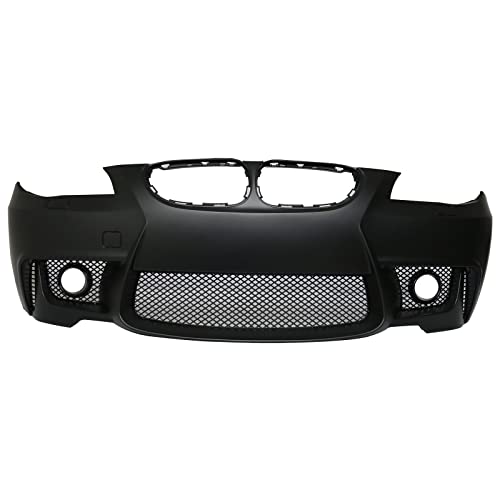 Front Bumper Cover Compatible With 2004-2010 BMW E60 5-series, 1M Style PP Black Added On by IKON MOTORSPORTS, 2005 2006 2007 2008 2009