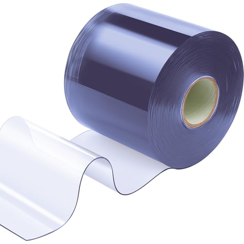 Moukeren 75 ft Plastic Door Curtain - 8" Width x 0.08" Thickness Walk in Cooler Freezer Strip - Smooth Waterproof Clear PVC for Garage Warehouse