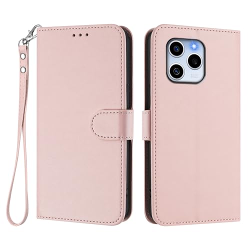 linsuyu Cover Compatible with Honor 60 SE 5G,Compatible with Honor 60 SE 5G [PU+TPU] Card Slot Wallet Lanyard Phone Case Pink