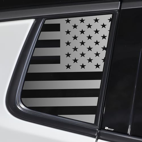 BOGAR TECH DESIGNS Precut Quarter Window American Flag Vinyl Decal Sticker Compatible with Jeep Compass 2018-2025, Matte Black
