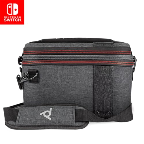 PDP Gaming Pull-N-Go Nintendo Switch Travel Case, 2-in-1 Console and Accessory Storage, Removable Interchangeable Compartments: Elite Edition Grey