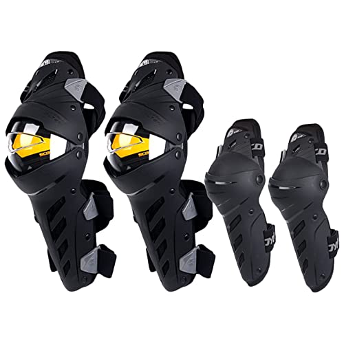 Scoyco 4pcs Motorcycle Knee Shin Guards Anti-slip CE Armored Elbow Guard Pads Powersport Protection Motocross Racing Protective Gear for Moto Cycling