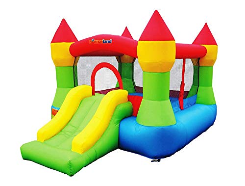 Bounceland Bounce House Castle with Basketball Hoop Inflatable Bouncer, Fun Slide, Safe Entrance Opening, UL Certified Strong Blower Included, 12 ft x 9 ft x 7 ft H