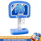 TEMI Swimming Pool Basketball Hoop, Adjustable Poolside Hoops with 4 Balls and Pump, Indoor Outdoor Basketball Game for Toddler Kids, Summer Swimming Pool Water Game Gifts for Kids Boys Girls