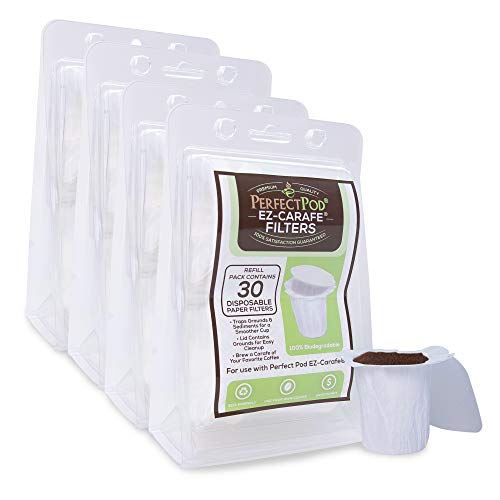 EZ-Carafe Disposable K-Carafe Paper Filters with Patented Top Lid - Compatible and For Use with Keurig 2.0 K-Carafe Reusable Coffee Pods, 4-Pack (120 Filters)