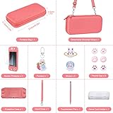 innoAura Switch Lite Case 18 in 1 Switch Lite Accessories Bundle with Switch Lite Carrying Case, Switch Game Case, Switch Lite Screen Protector, Switch Stand, Switch Thumb Grips (Coral)