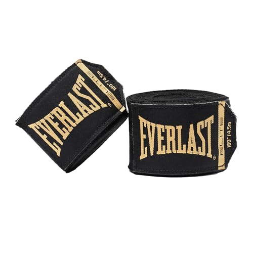 Everlast Elite 180-inch Boxing Hand Wraps for Gloves | Comfortable Wrist Support | Boxing Wraps, Handwraps for Boxing (Black)