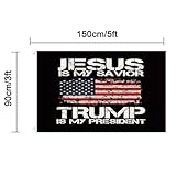 WENWELL Jesus is My Savior Trump is My President flag 3x5 Ft,Donald Trump 2024 Flags Tapestry,Durable and Fade-Resistant,Perfect for Indoor and Outdoor Display