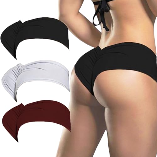 PBQOA Women's Sexy Panties Butt Lifting Sports Briefs Hip Lift Ruched Underwear for Yoga Running, XX-Large
