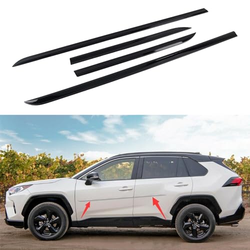 CTH for Toyota RAV4 2019-2024 Side Door Molding Stripe Trim Door Anti-Collision Protector Decorative Cover Car Accessories 4pcs (Glossy Black)