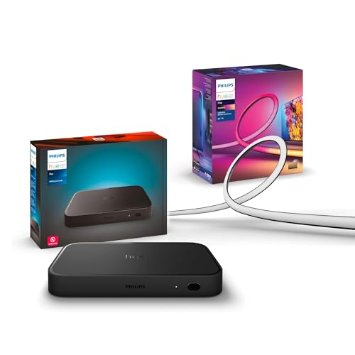 Philips Hue Play HDMI Sync Box 8K + Gradient 65" Smart TV Light Strip - Sync Your Video Games, Movies, and Music - Requires Hue Bridge - Supports Dolby Vision HDR10+ - Control with Hue App