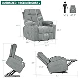 YITAHOME Electric Power Lift Recliner Chair for Elderly, Fabric Recliner Chair with Massage and Heat, Spacious Seat, USB Ports, Cup Holders, Side Pockets, Remote Control (Grey)